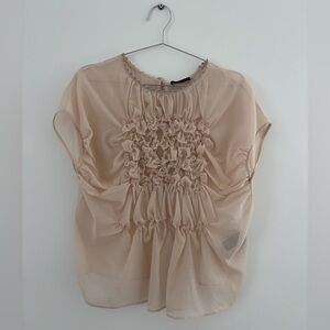 NWOT Zara Raised Floral Embroidered Blouse